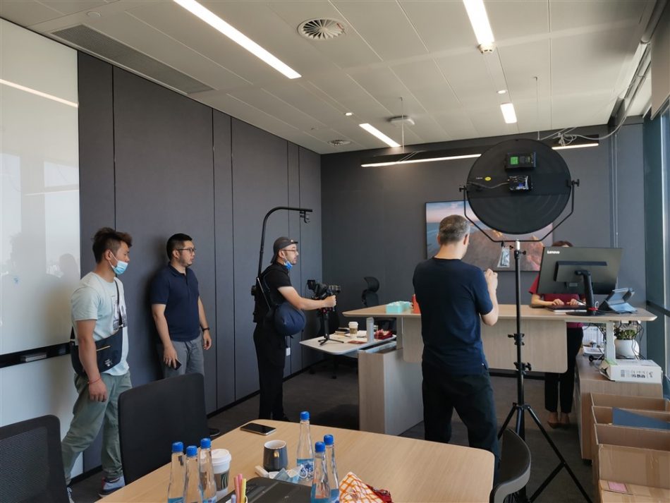Our film crew shooting business video for our clients in Shanghai office. 
